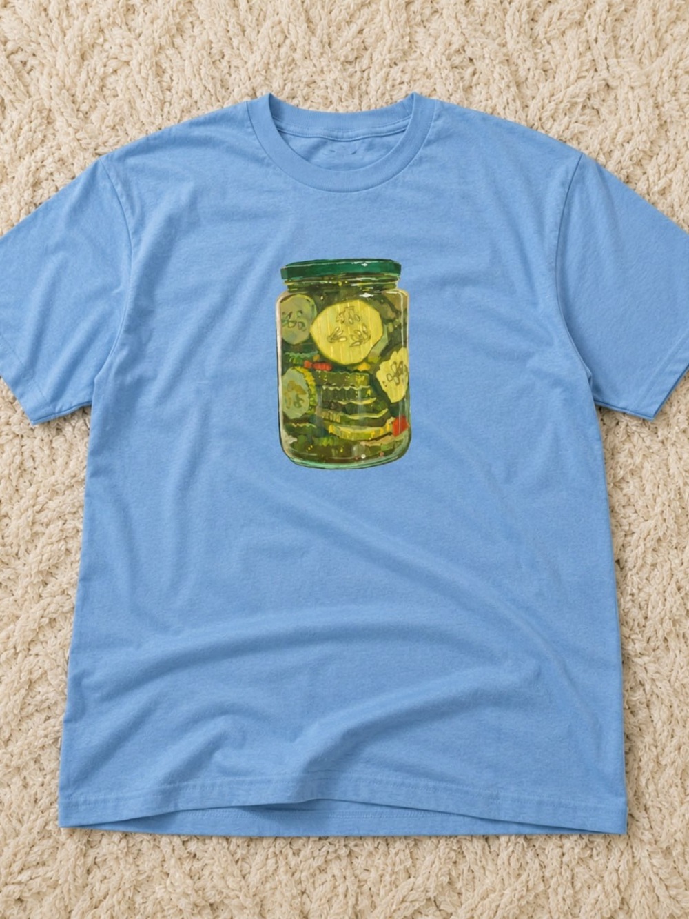 Gildan Light Blue Short Sleeve Tee with Jar of Pickles Graphic